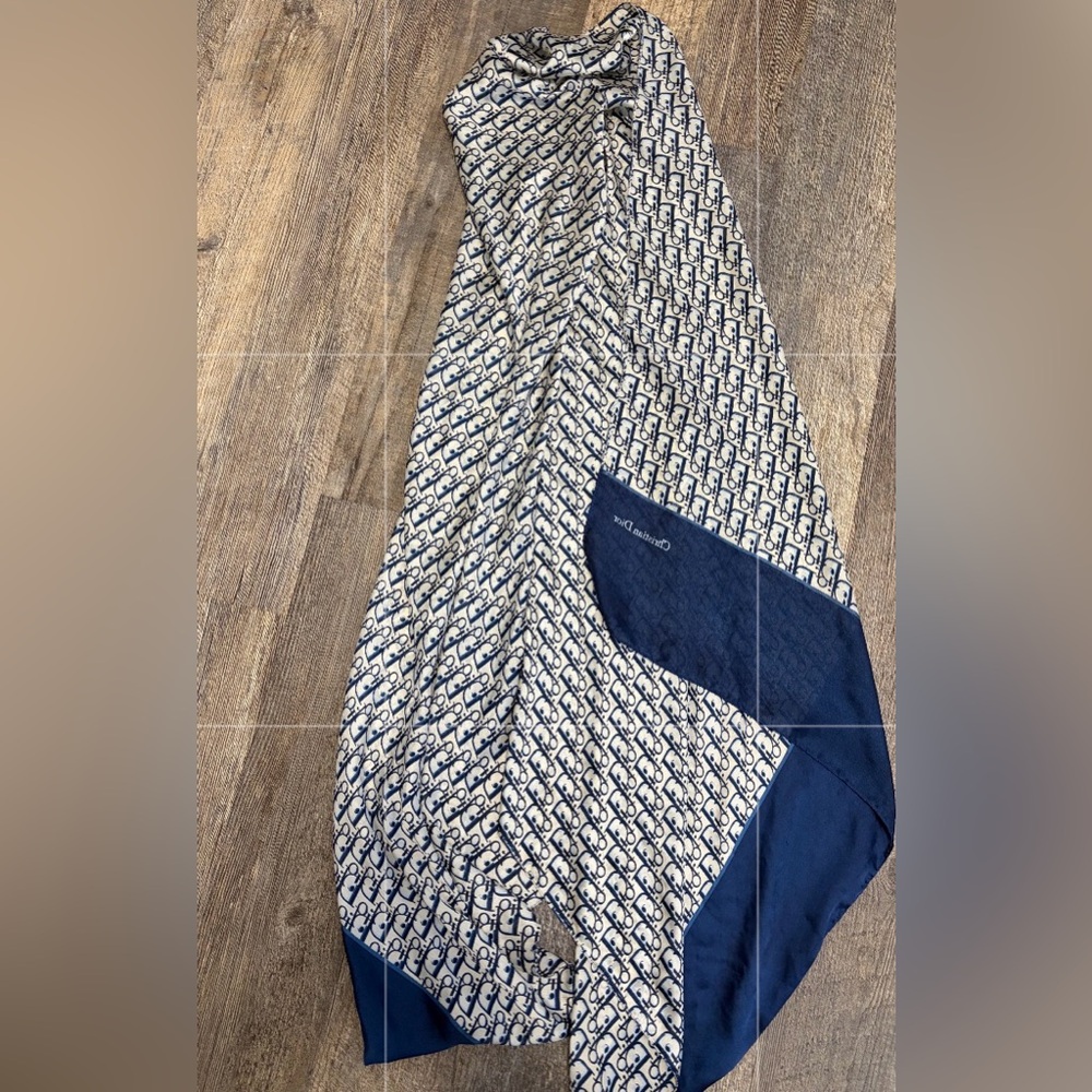 Dior Navy and Cream Monogram Scarf